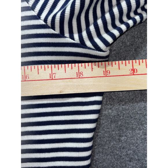 Lands' End Nautical Navy White Stripe Long Sleeve Womens Shirt Lg Coastal Preppy - Picture 5 of 8